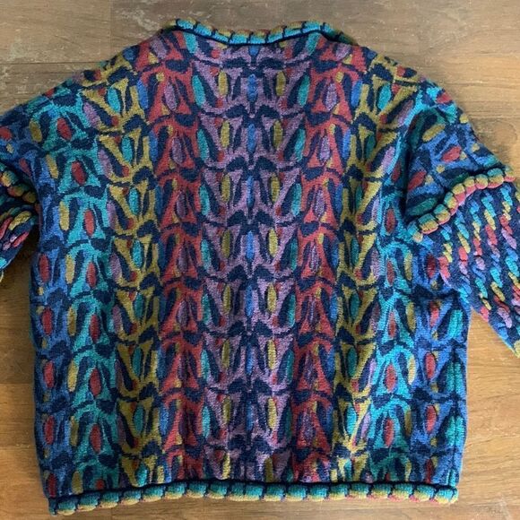 KOLOR KNOTS 100% wool made in Ireland women’s sweater cardigan colorful - Picture 11 of 15